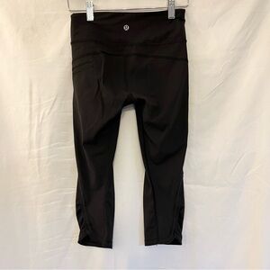 Lululemon Black Leggings Cropped Side Zipper Size 0